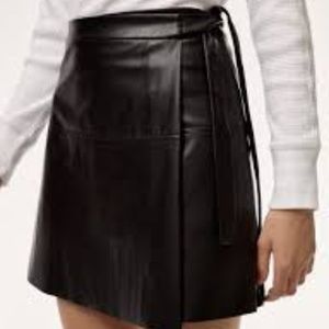 Aritzia Black Leather Wrap Skirt